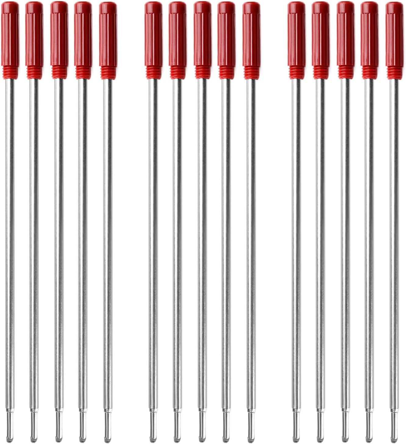 0.7 mm Ballpoint Ink Twist Pen Refills, 15 Pcs Medium Point Metal Smooth Writing Replaceable Ink Refill, Stationery Compatible for Cross Ballpoint Replacement (4.6in M) (Black+Red+Blue, 15)