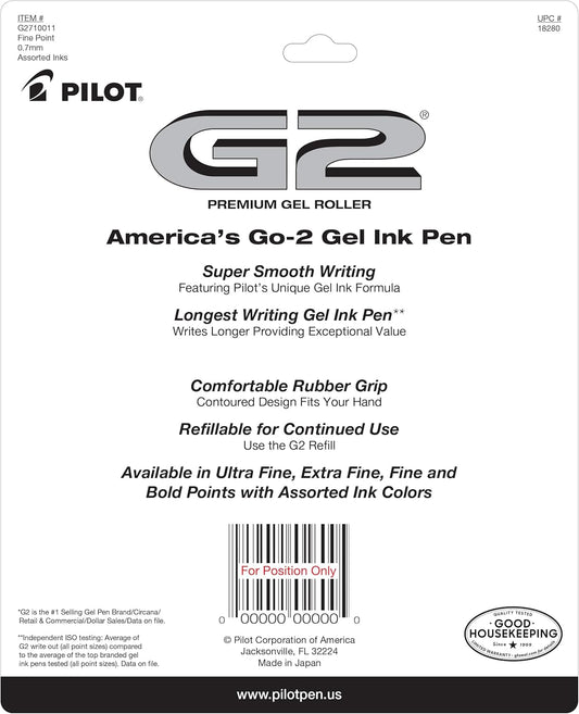 PILOT G2 Premium Refillable and Retractable Rolling Ball Gel Pens, 0.7mm Fine Point, Assorted Color Inks (New Rose Pink & Grape Inks), 10-Pack