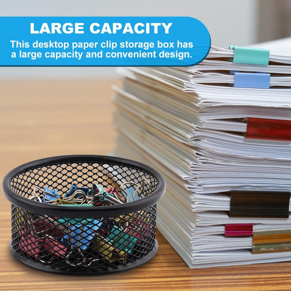 2 Pack Mesh Paper Clip Holder,Paperclip Holders for Desk Binder Wire Mesh Bowls,Magnetic Paper Clip Holder for Desk,Paper Clip Dispenser,Paper Clip Organizer Office 