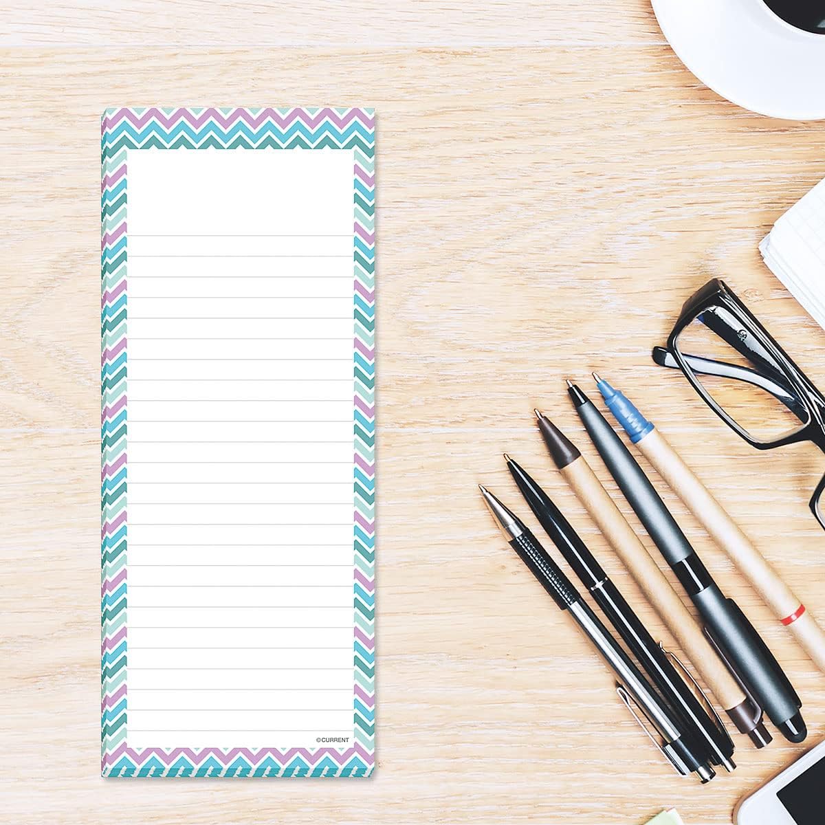 Current Cool Patterns Magnetic Notepads - Set of 6 List Pads, 6 designs, 50-Sheet Pads, 3 1/4 x 8 Inches, Lined Memo Pads, Shopping List, Office Organizer