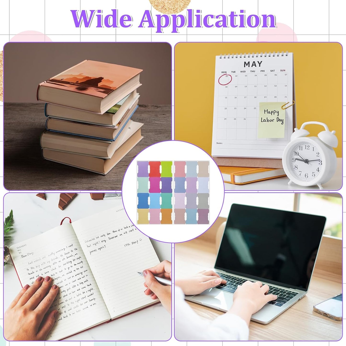 192 Pcs Sticky Index Tabs, 24 Colors Writable Page Markers Tabs Blank Monthly Tab Double Sided Book Sticky Notes Flags Self Adhesive Planner Stickers for Labeling Classifying Planning