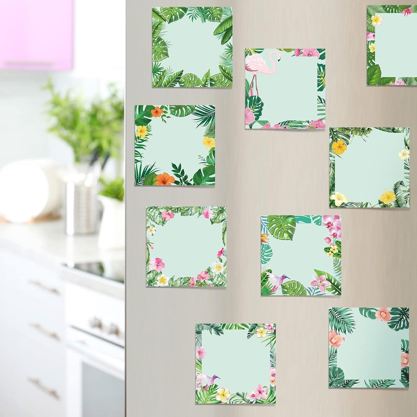 450 Sheets Tropical Palm Sticky Notes Luau Party Favor Hawaiian Fun Notepad Summer Themed Beach Memo Pad Self Adhesive 2.9" Mini Sticky Note for Appreciation Gifts Employee Office Supplies
