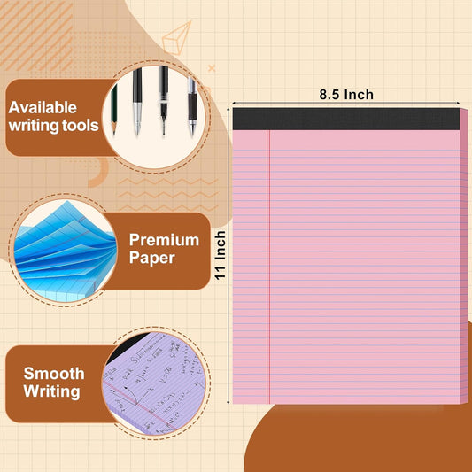 Legal Pads 8.5 X11, Narrow Ruled Notepads, 2 Pack, 50 Sheet/Pad, White Legal Pads, Tear Off Notepad, Perforated Writing Pad, Notebook Paper College Ruled, Notepads for Office Home School, Notepad