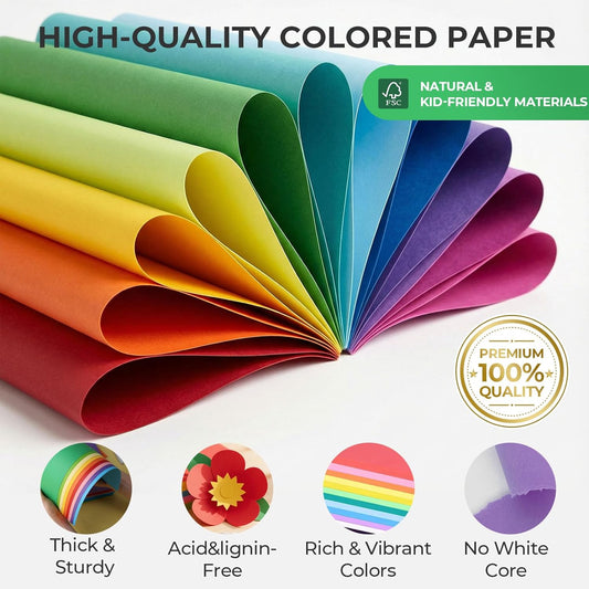 Koogel Colored Cardstock 8.5" X 11", 40 Sheets 120GSM and 10 Sheets 250GSM Construction Paper, Cardstock Printer Paper for Printing, Card Making, DIY Crafts, Kids School Supplies, Party, 20 Colors