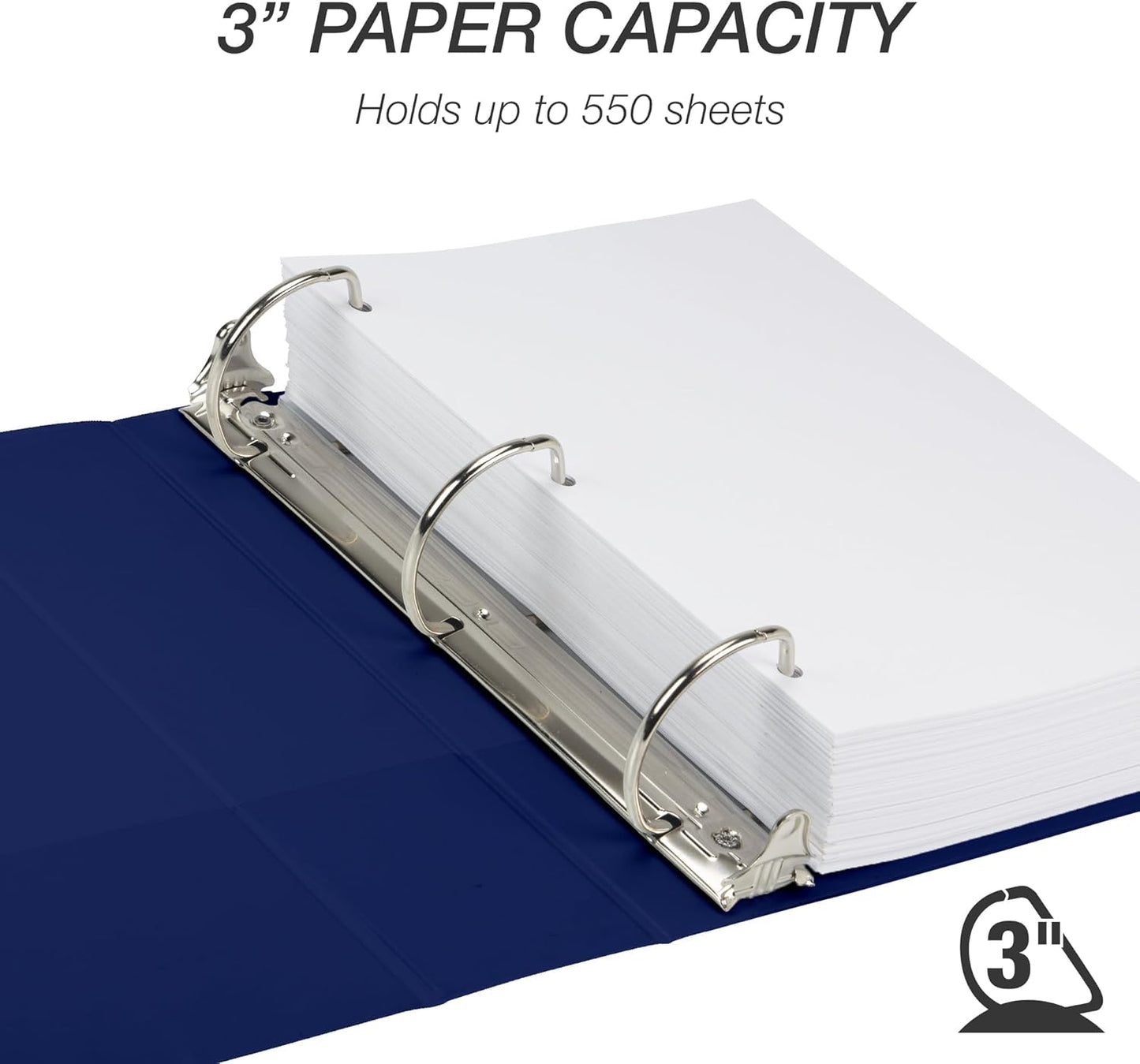 Samsill Durable 4 inch 3 Ring Binder, D Ring Binder, 100% Recycled Chipboard, Black, 2 Pack