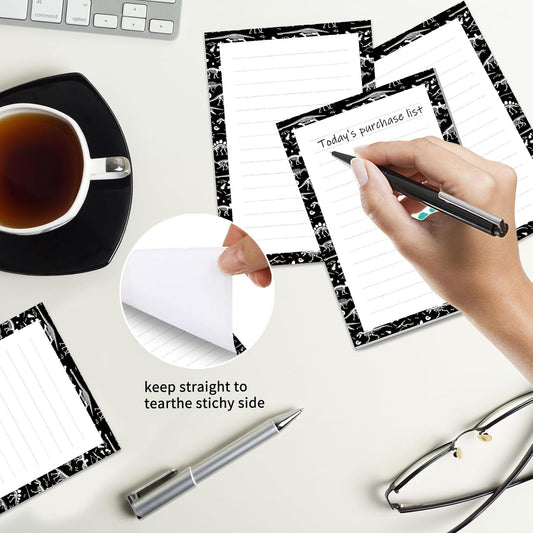 2 Pack Sticky Notes 4x6 in, Funny Large Notepads with Lines, Cute Self-Stick Memo Note Pads for Office, Home, Meeting Luxury Boho Flowers