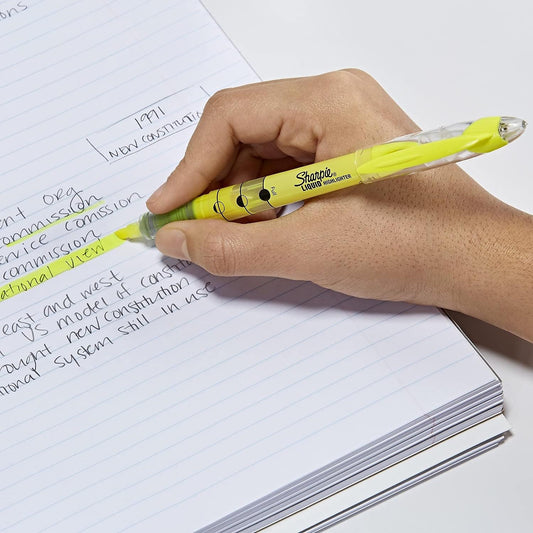 Sharpie Liquid Highlighters, Chisel Tip, Fluorescent Yellow, 12 Count