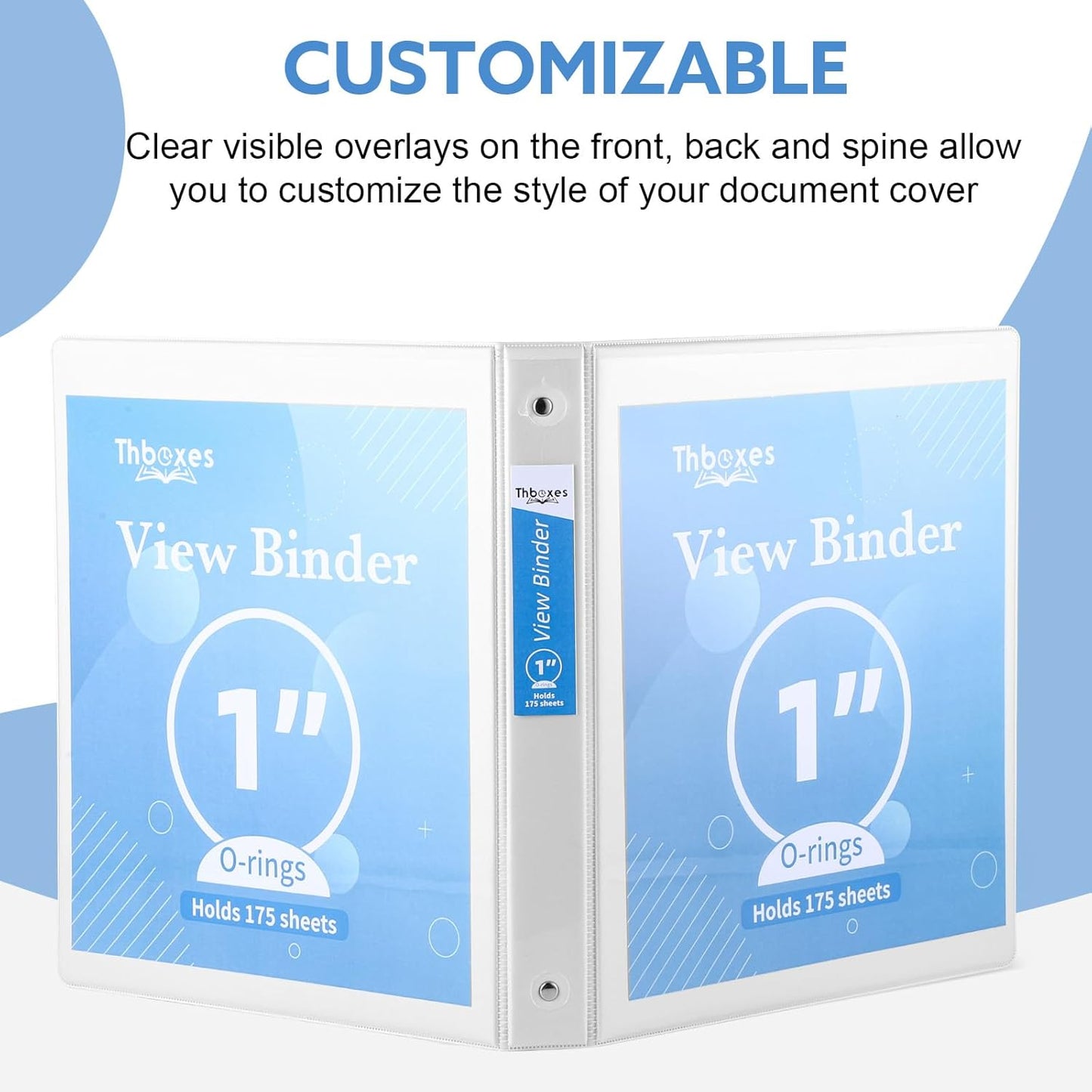 3 Ring Binder - 6 Pack, 1 Inch Binder with 2 Interior Pockets & Clear View Overlay, Large Capacity, Round Ring Binders for Office Supplies, School & Home (6 Colors)
