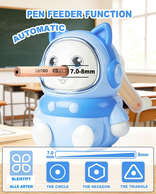Pencil Sharpener Manual 5 Thickness Adjustable & Self-Feed Hand Crank Desktop Portable Pencil Sharpener for 7.0-8mm Pencil Nibs Classroom Home and Office Artists