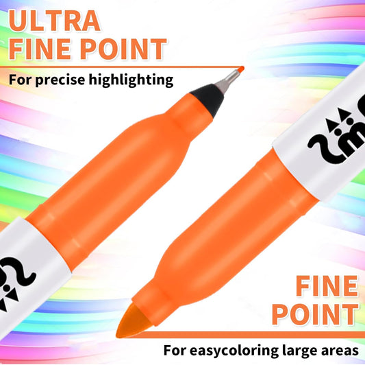 SMELHA 48 Pack Permanent Markers, 24 Colors, Fine & Ultra Fine Point Permanent Marker Assorted Colors Set, 2 Type of Tips for Writing, Drawing, Crafting, Water-Resistant, Quickly Drying, for Adults