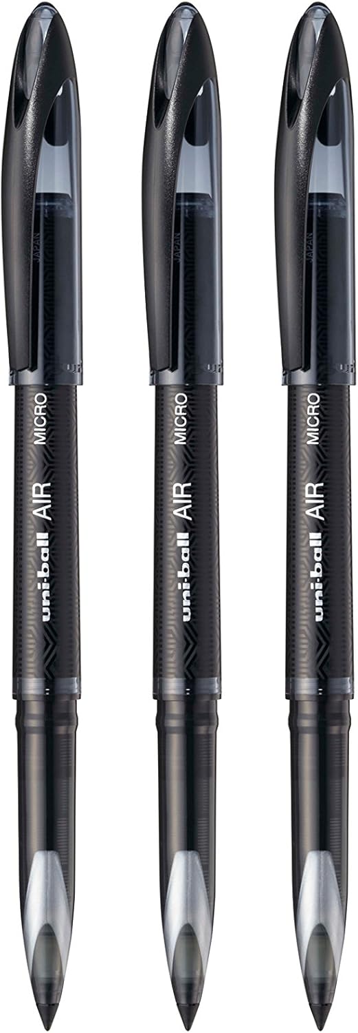 uni-ball Air Micro UBA-188M Rollerball Pen - Black, Pack of 3