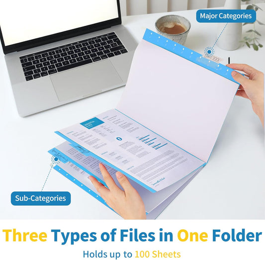 Classification Hanging File Folders with 2 Dividers, Goefun Letter Size Colored Classification Folders 20 Pack, 5 Color Assorted, Designed for Drawer, Cabinet, File Box, with 1/5-Cut Adjustable Tabs