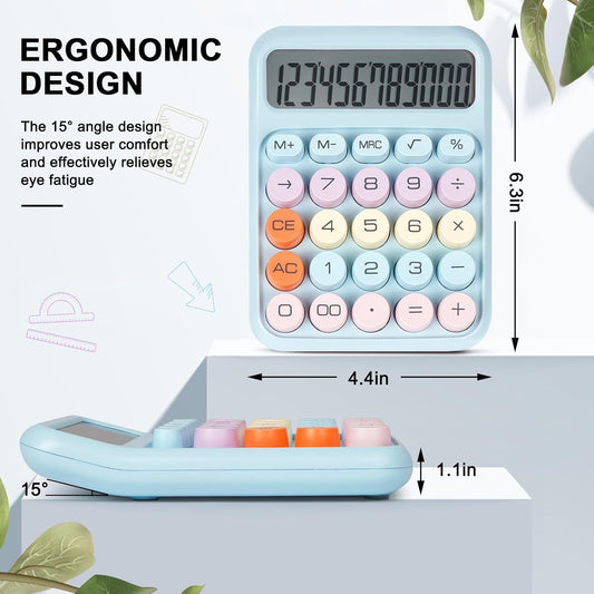 Mechanical Switch Calculator with Big Buttons, Calculators Desktop, 12 Digits, Large LCD Display, Desk Calculator, Cute Pink Calculators for Teachers Students Basic Office (Pink)
