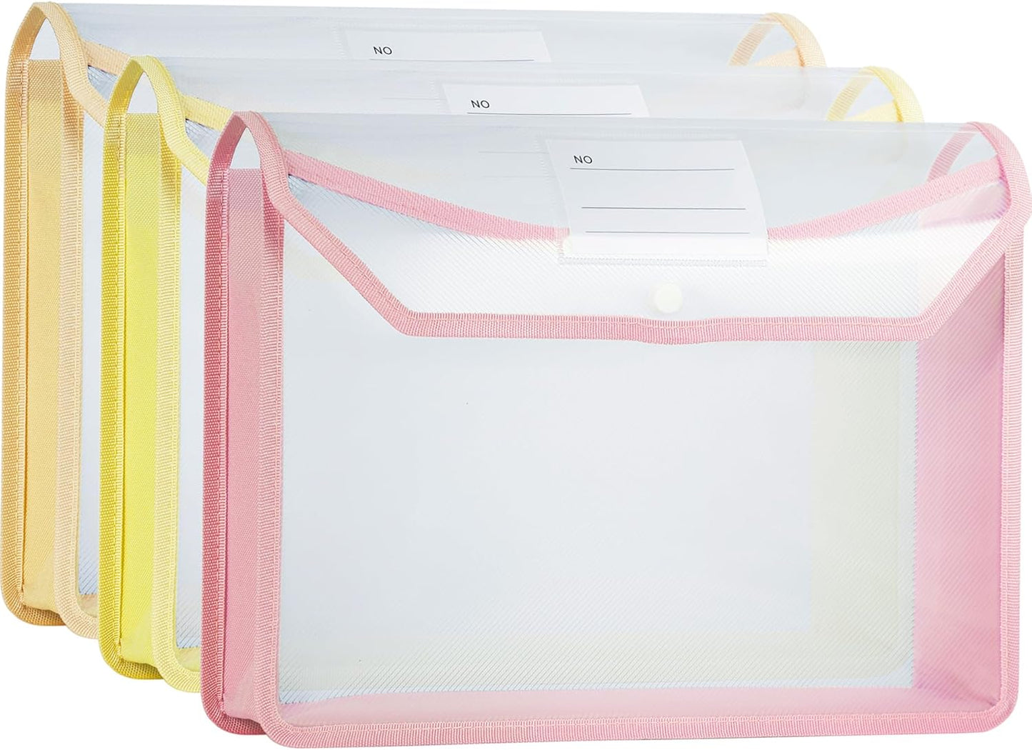 Plastic Expanding File Folder, Clear Envelopes Fit Letter & A4 Size, Folders for Documents with Snap Closure, No Dividers, Large Capacity (6, Mixed Colors)