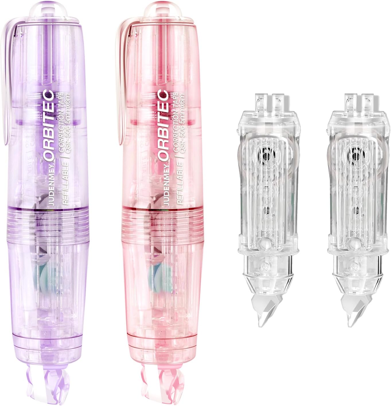 Refillable Retractable White Correction Tape,2PCS Cute White Correction Tape with 2 Extra Refills, Mini Aesthetic Pen Shaped Applicator with Easy to Use for School Office Supplies