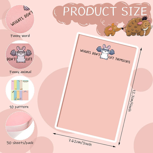 Spakon 10 Packs Funny Notepads 5x3 Inch Sarcastic Self Adhesive Notepads Novelty Memo Pads Cute Memo Pads Coworker Gifts for Employee Appreciation Supplies(Funny Style)