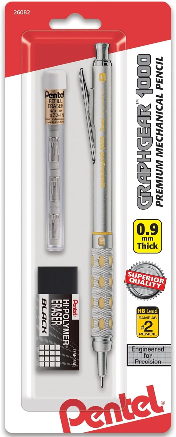 Pentel GraphGear 1000 Mechanical Pencil, (0.5mm) Point Size, Black Barrel, 1 Each (PG1015A)