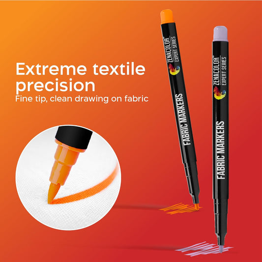 Zenacolor 40 Fabric Markers Pens Set - Non Toxic, Indelible and Permanent Fabric Paint - Fine Point Tip Textile Marker Pen