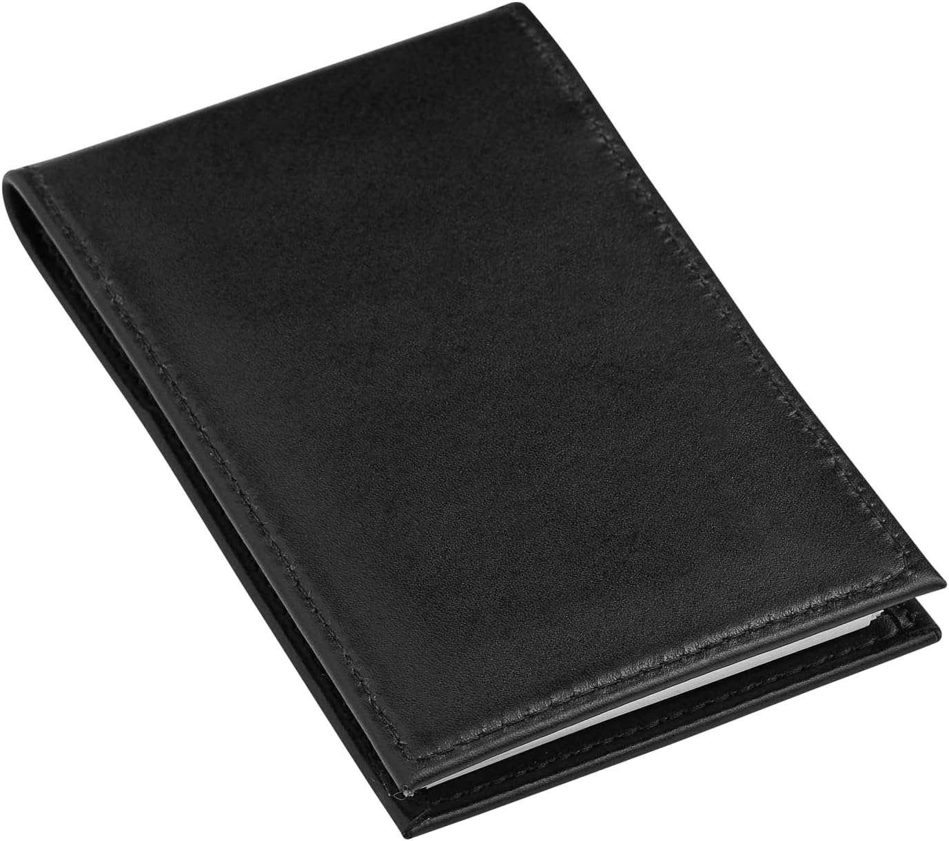 D&K Black Leather Basketweave Notepad Holder for 3x5 Memo Pads, Refillable Pocket Notebook with Wallet for Law Enforcement, Investigator, Security Officer Gifts, EDC Case, Includes Small Flip Note Pad
