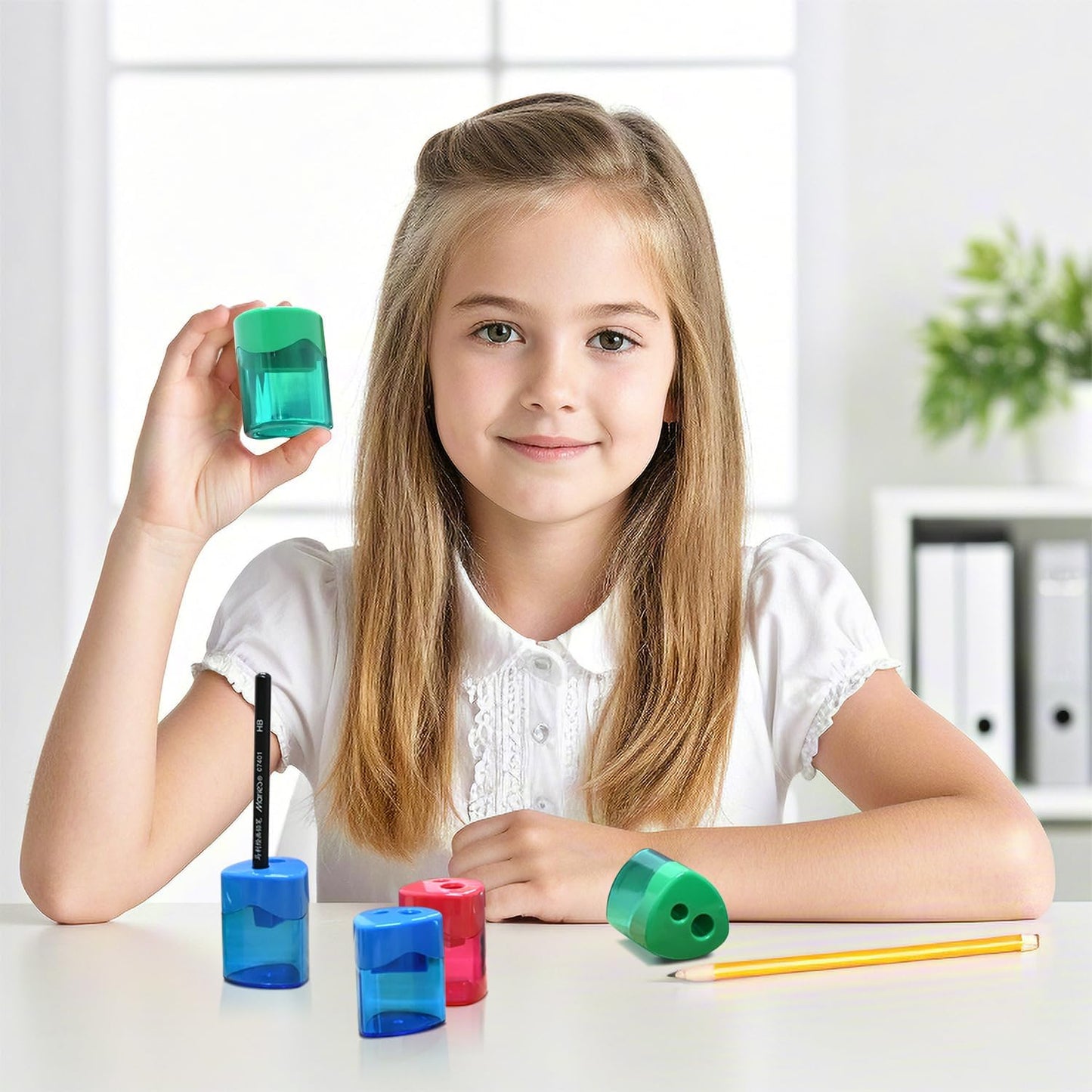 AUSTARK 4Pcs Pencil Sharpeners Manual for Kids Adults, Dual Hole Small Handheld Pencil Sharpener Bulk for Office School Home, Back to School Supplies