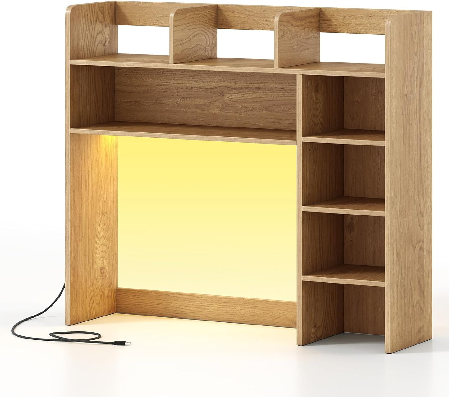 Tangkula Desktop Bookshelf, Countertop Storage Hutch with 5 Shelves for Computer Desk, Desk 3-Tier Display Rack, Multipurpose Wood Desktop Hutch Storage Organizer for Dorm Office Home
