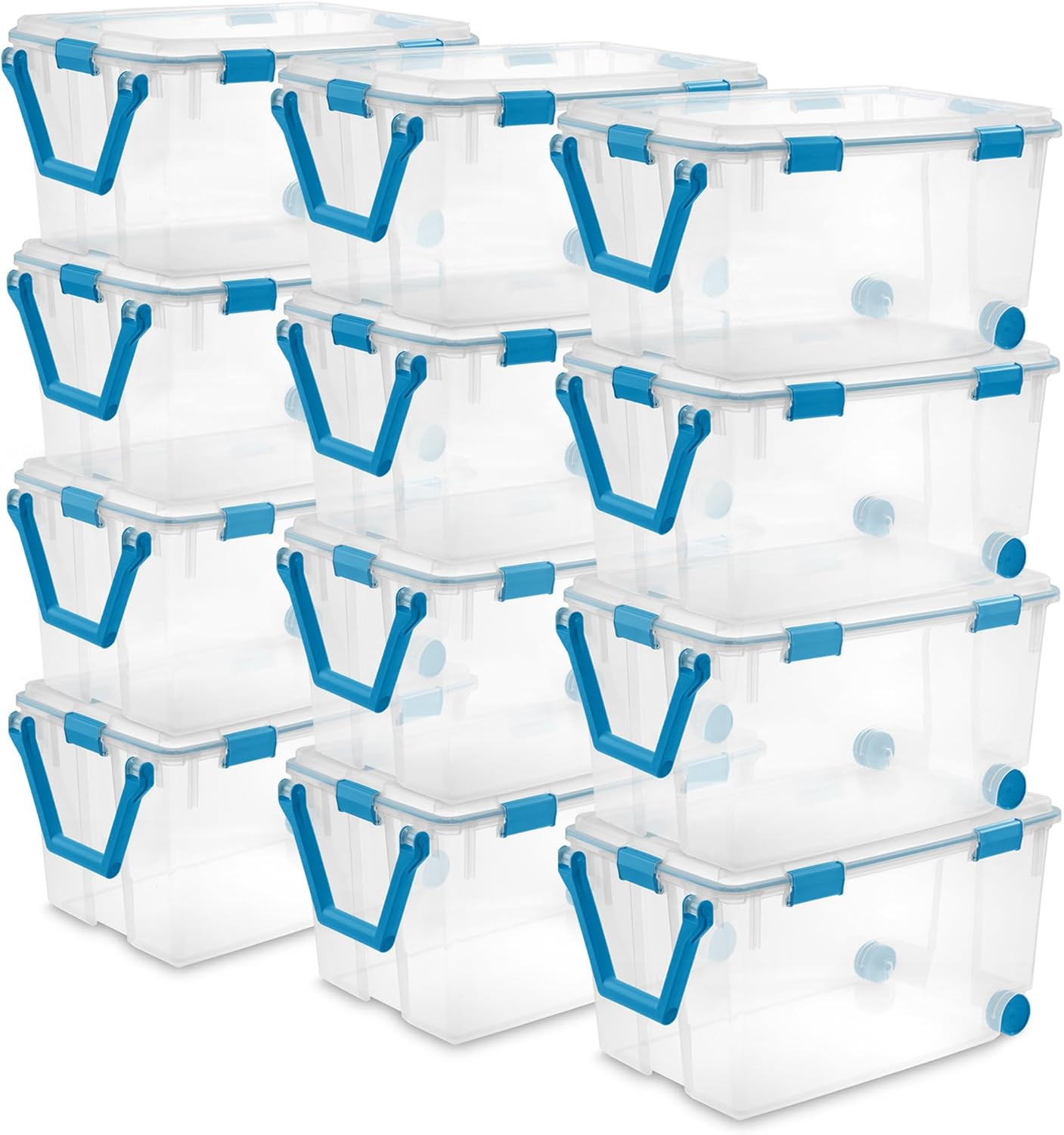 Sterilite 4-Pack Gasket Box, Weather-Resistant Storage Bins with Latching Lids, 32 Quart - Heavy-Duty Organizing Containers for Closet, Bathroom, and Office