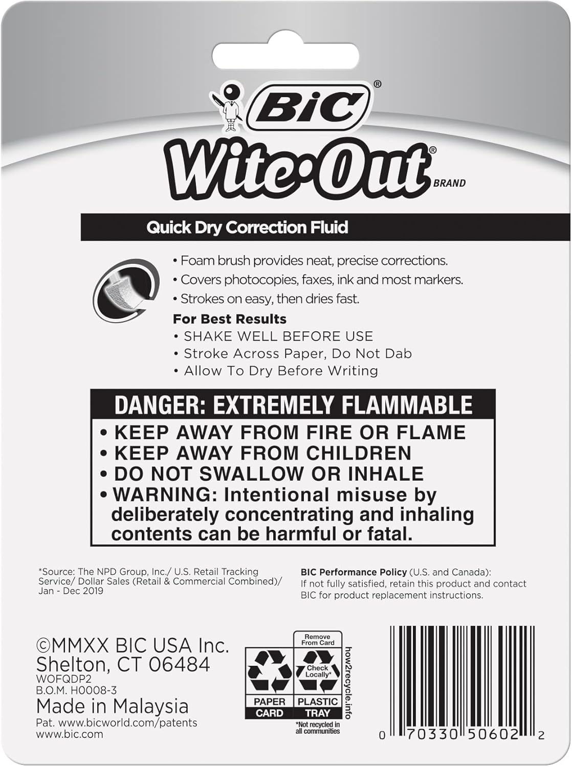 Bic Wite-Out Quick Dry Correction Fluid - 2 pack - white color writeout - white-out