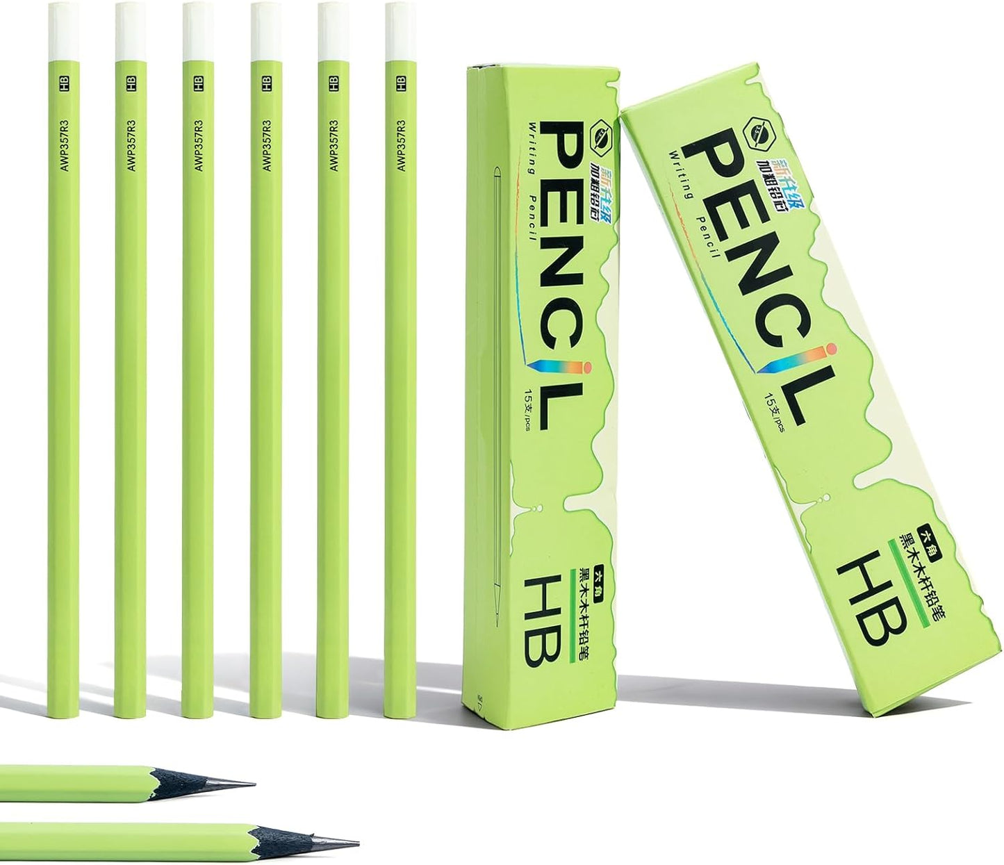 M&G Wood-Cased HB Pencils, 30 Count Green Barrel Black Wood, Hexagonal #2 HB Soft Bulk Pencils for School, Office, Unsharpened, No Eraser, Anti-Bite Tip, for Writing, Drawing & Sketching