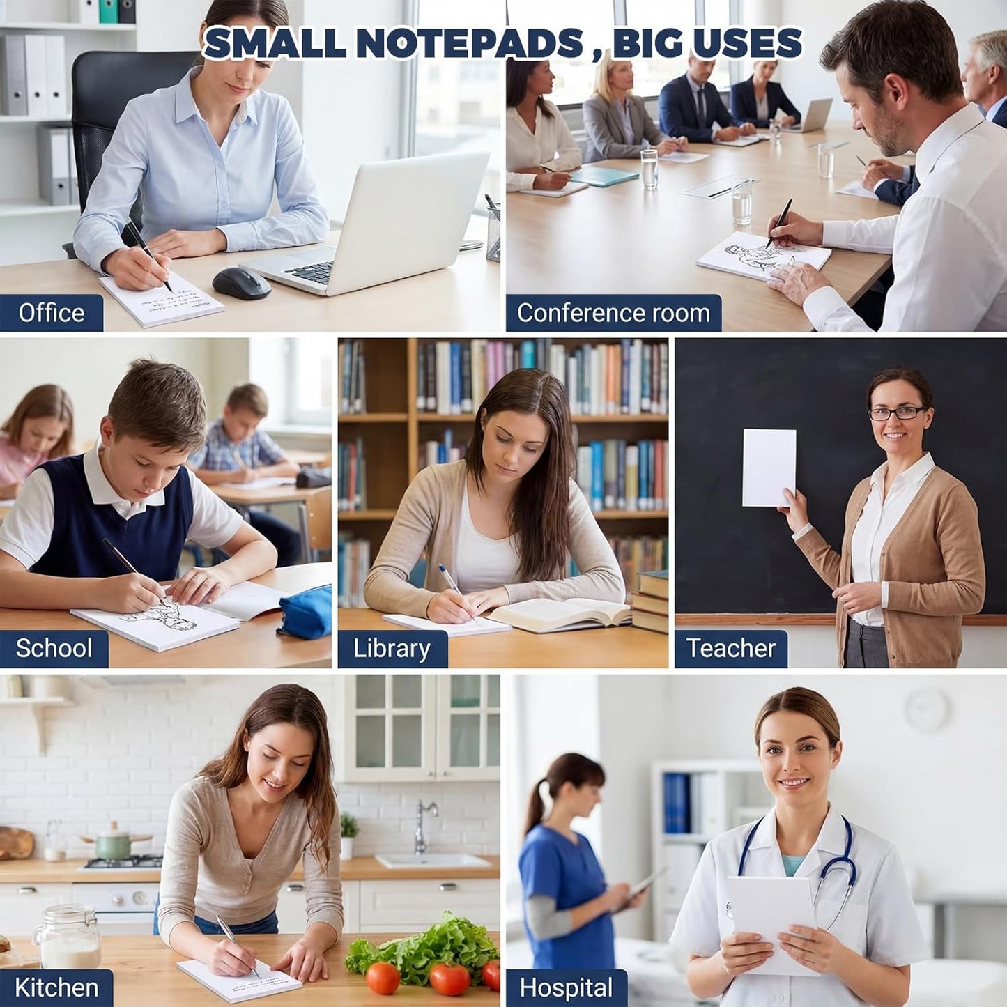 Thboxes 10 Pack Note Pads, 3"x 5" Writing Pads Scratch Pad 50 Sheets per Pad Small Memo Pad Server Notepad Blank Notepads for Office School Home To Do Lists Grocery List