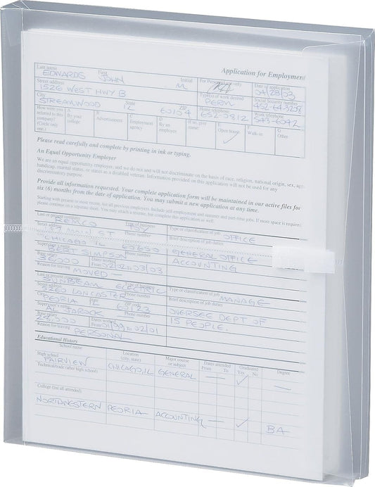 Smead 89661 Poly Side-Load Envelopes, 1 1/4-Inch Exp, Jacket, Letter, Poly, Clear, 5/Pack