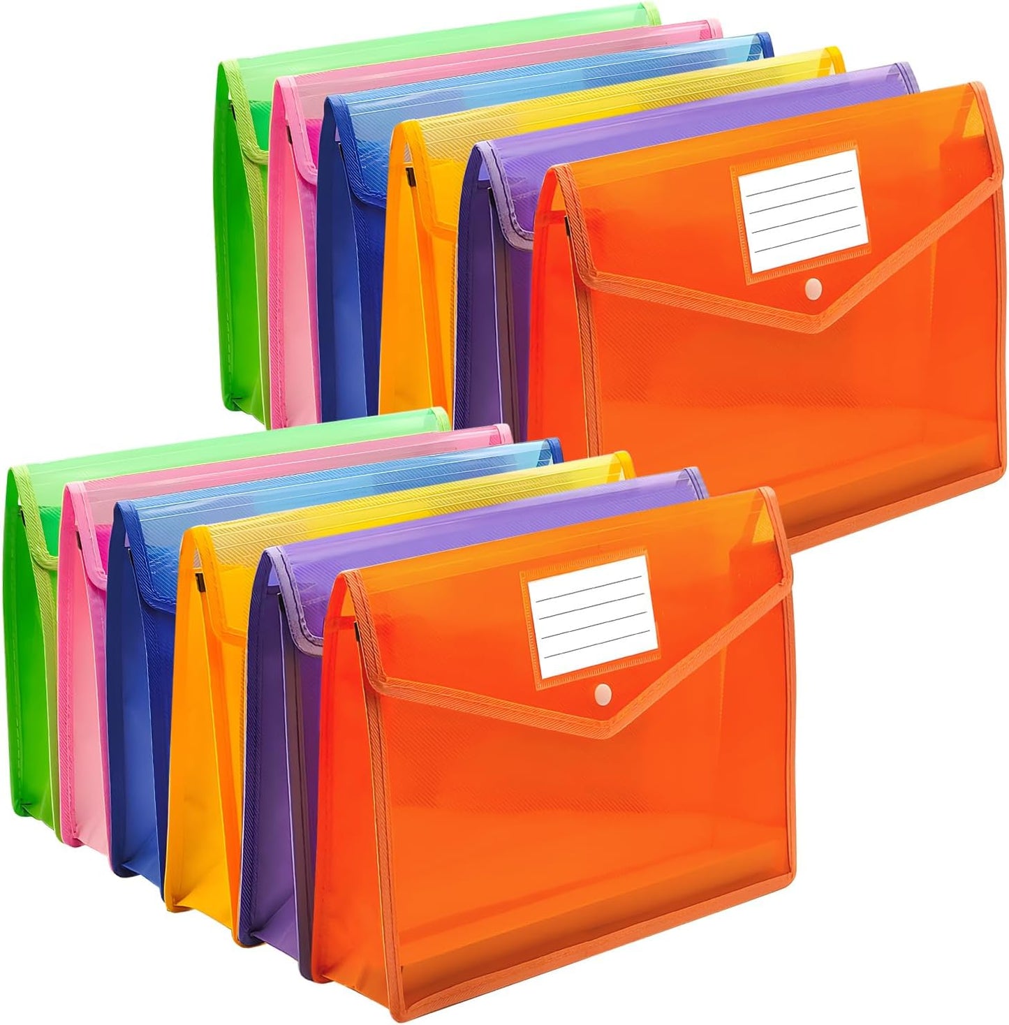 Plastic Expanding File Folder, Envelope Folders for Documents, Waterproof Transparent Expandable File Folder, Large Capacity, Fit Letter/A4 Size (Multicolor-6 Pack)