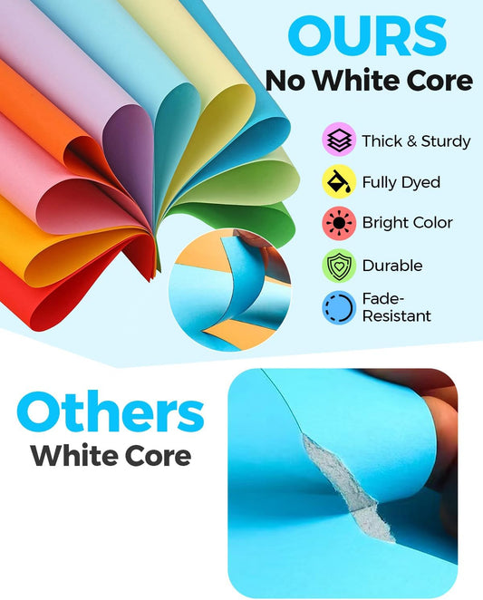 100 Sheets 8.5" X 11.6" Colored Cardstock, 200 GSM Card Stock 10 Assorted Colors Construction Paper Printer Paper for Printing, Kids School Supplies, Party Decorations, Card Making, DIY Crafts