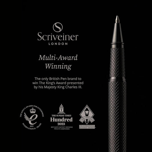 Scriveiner Midnight Blue Rollerball Pen - Stunning Blue Lacquer Luxury Pen, Chrome Finish, Schmidt Ink Refills, Men & Women, Professional, Executive Office, Nice Pen