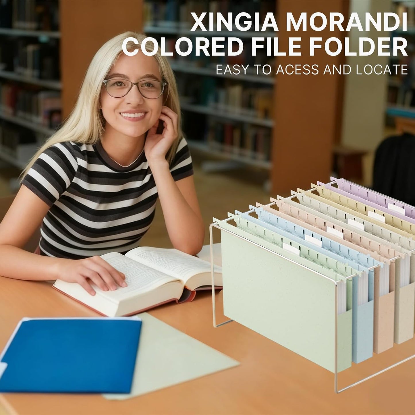 XINGIA Legal Size Hanging File Folders Extra Capacity,1'' Expansion Hanging Folders for Filing Cabinet,12 Pack Wheat Straw File Folders Hanging with Tabs,Pastel Hanging File Organizer for Office