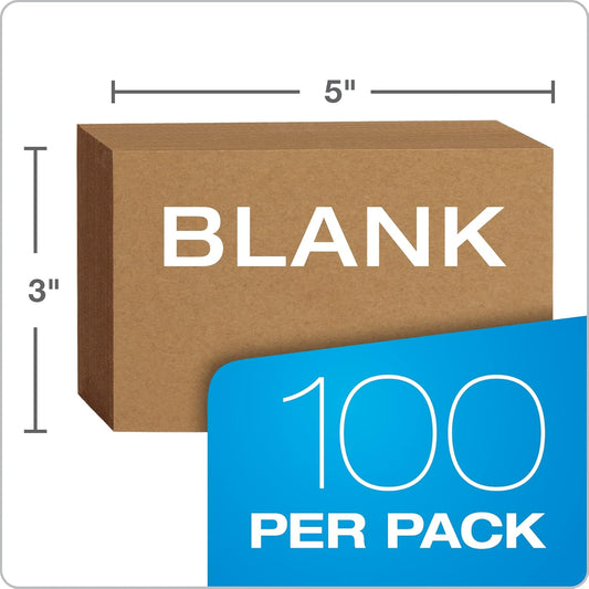 Oxford Kraft Index Cards, 100 Pack, 3x5" Index Cards, Thick, Premium Paper for Gifts, Crafts, Parties, Flash Cards, Brown, Blank on Both Sides (63505)