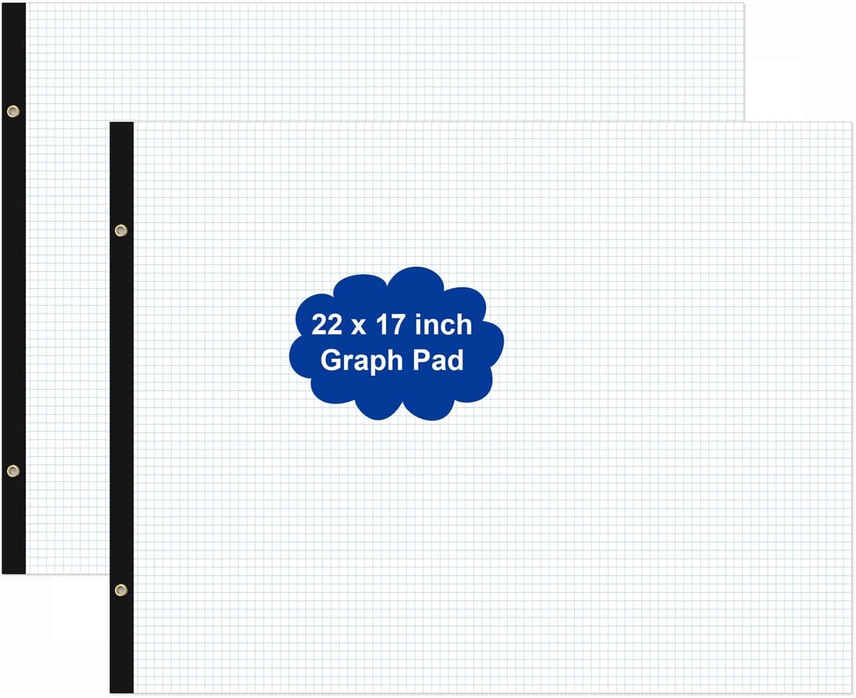 Large Engineering Graph Paper - 22" x 17" Grid Paper, 50 Sheets/100 Pages, 4"x4" Grid Pad, Giant Drafting Pad Sketching Graph Paper for Engineer Architect Designer Mathematician Draftsman