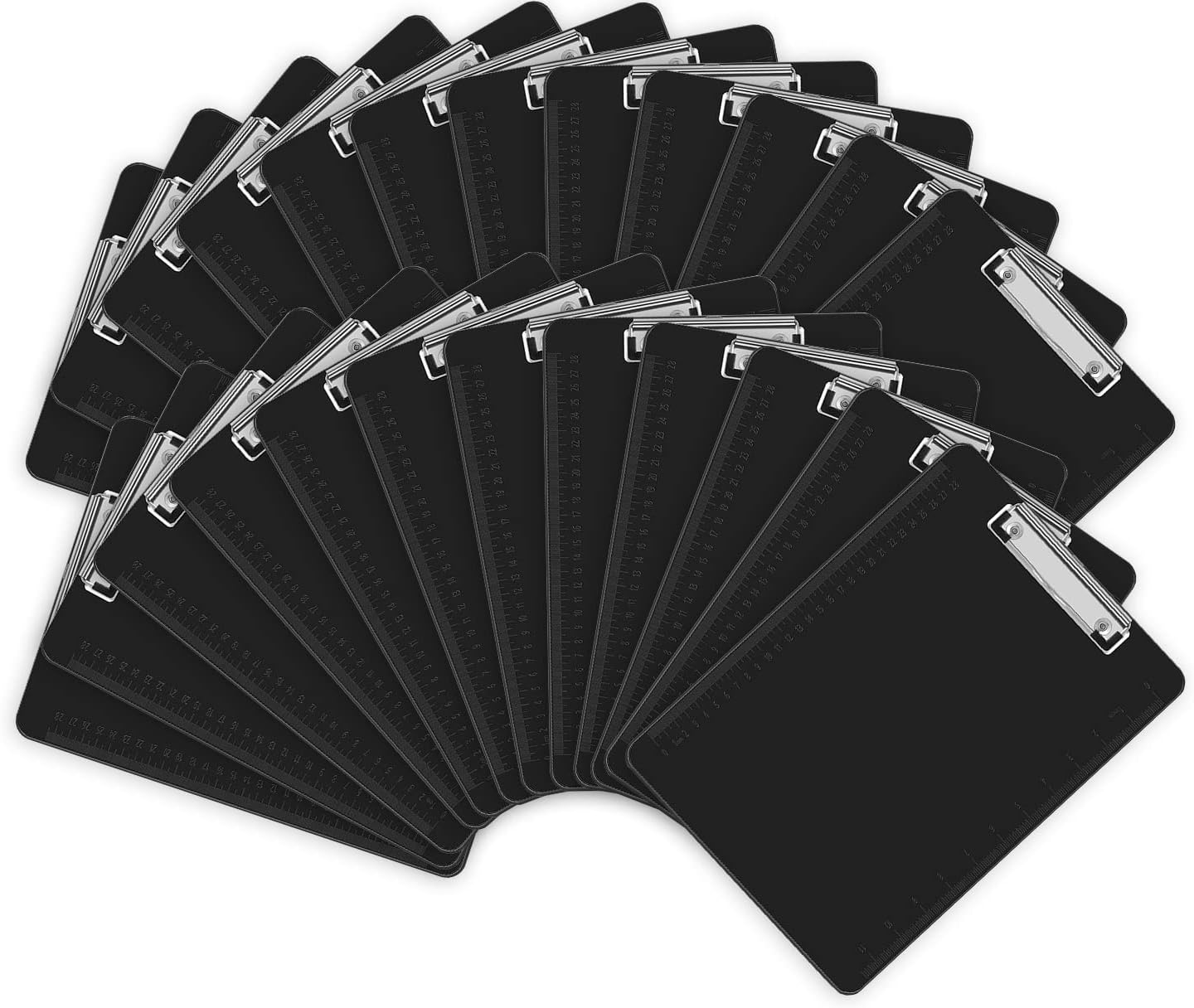 HERKKA 15 Pack Plastic Clipboards - Black, Low Profile A4 Letter Size, 12.5 x 9 Inch