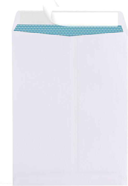 Aimoh 100 9 x 12 SELF Seal Security White Catalog Envelopes - 28lb - Security Tinted, Ultra Strong Quick-Seal, 9x12 inch (38100)