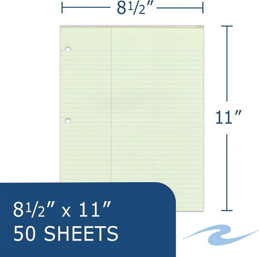 ROARING SPRING Law Ruled Letter Size Legal Gummed Pad, 6 Pack, 8.5" x 11" 50 Sheets, Green Paper