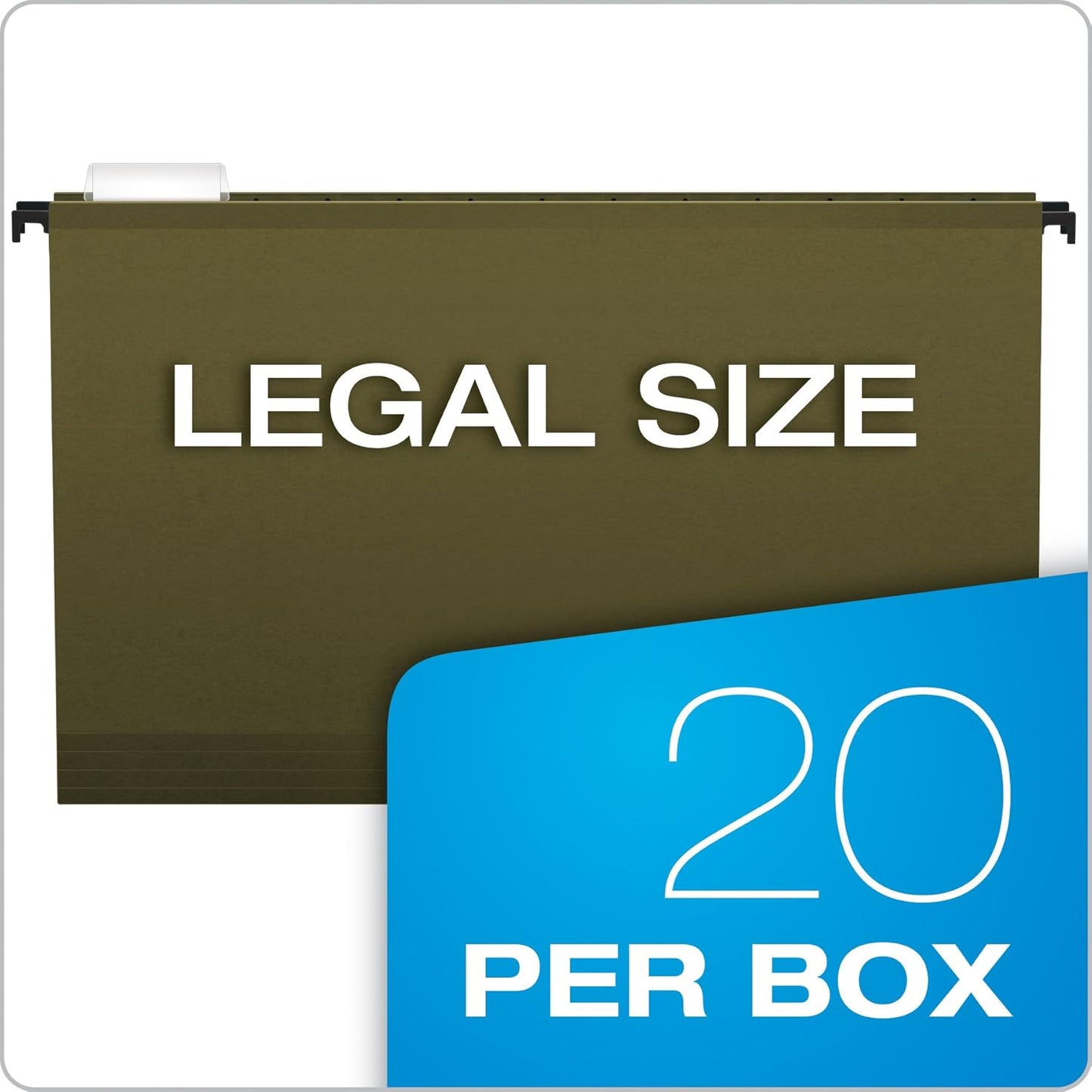 Pendaflex SureHook Reinforced Hanging File Folders, Legal Size, Standard Green, 1/5 Cut, 20/BX (6153 1/5)