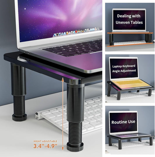 Hemudu 2 Pack Computer Monitor Riser with Height Adjustable Multi Media Desktop Stand for Flat Screen LCD LED TV, Laptop/Notebook/Xbox One