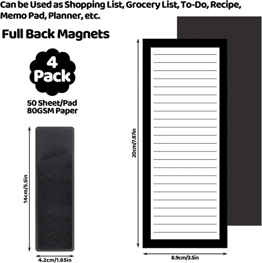Thboxes 4 Pack Magnetic Note Pad for Fridge with Pen Holder, Totally 200 Sheets Grocery List Magnet Pad for Refrigerator Magnetic Shopping List Pad(Fruit Design)