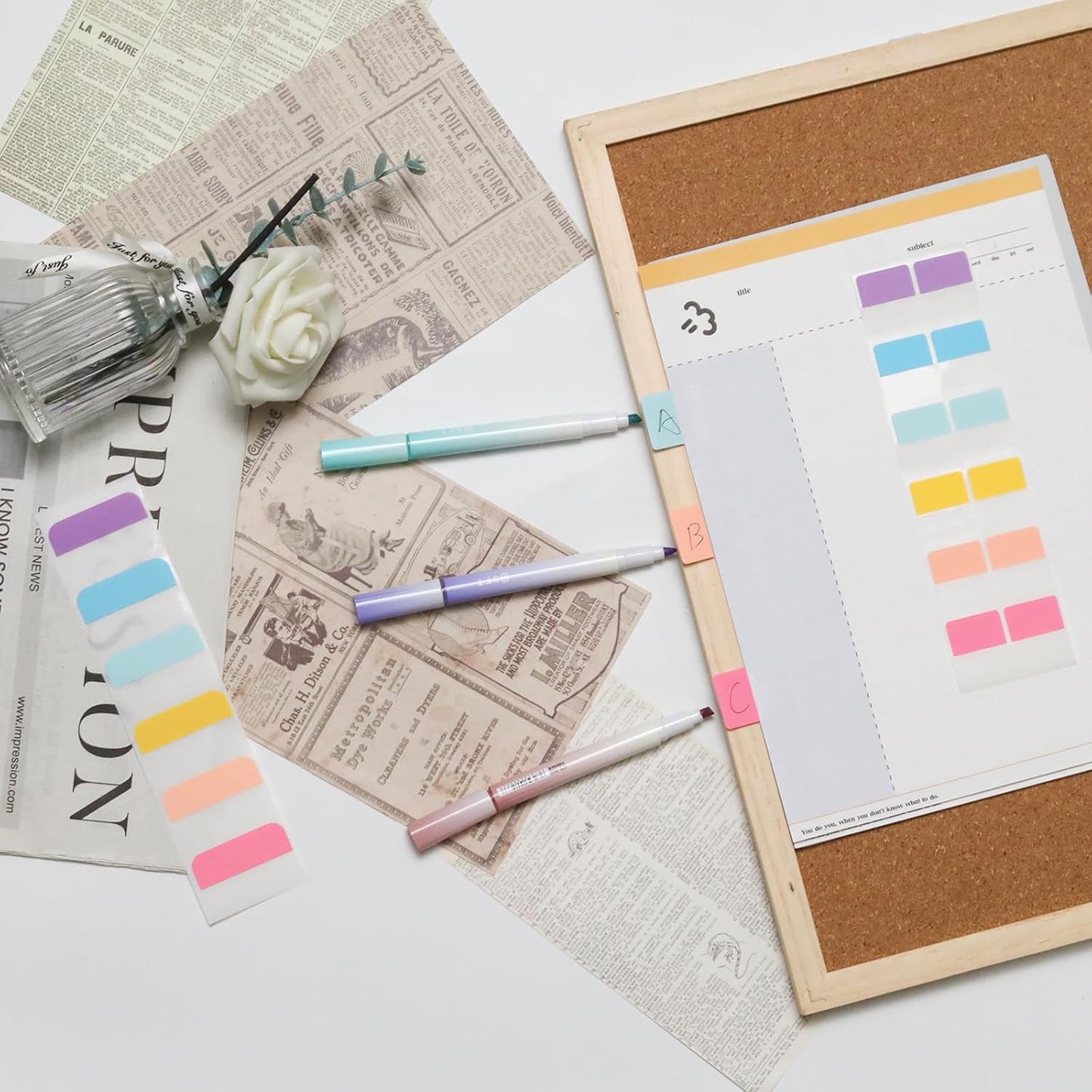 420 Pcs Sticky Index Tabs, Transparent Annotation Tabs, Repositionable Page Sticky Tabs for Notebooks (Bright)
