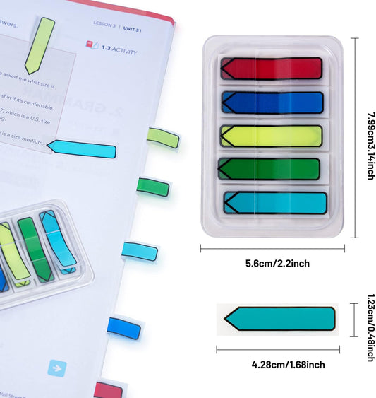 Golcellia Writable Sticky Tabs, 900 Pcs Transparent Sticky Page Marker Tabs for Document Organization, Teacher Supplies, Study Aids, Office Supplies, Colorful Tabs
