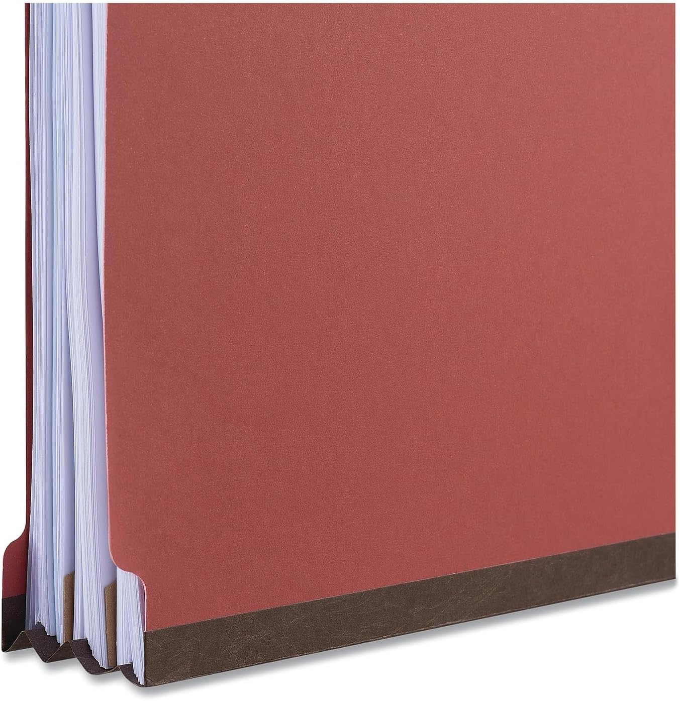 Universal Red Pressboard End Tab Classification Folders, 2" Expansion, 2 Dividers, 6 Fasteners, Letter Size, Red Exterior, 10/Box