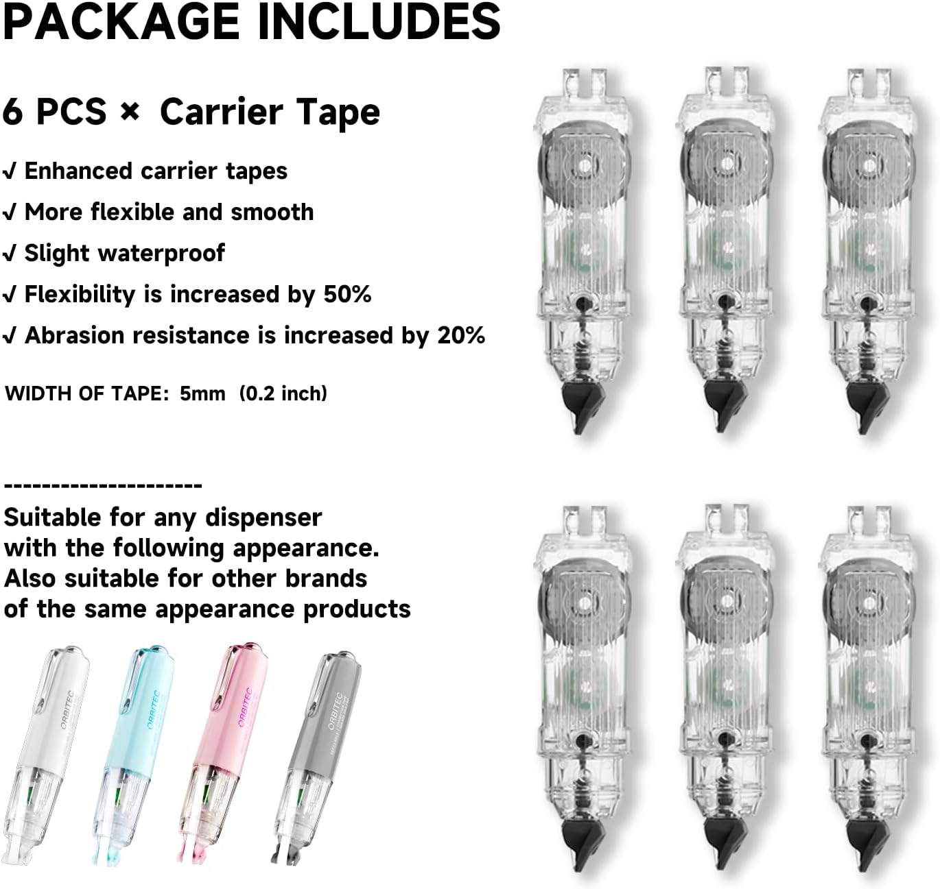 Refillable Retractable White Correction Tape, Mini Small Japan Aesthetic Cute Correction Tape Pen, with Easy to Refill Pen Applicator,for Kawaii School Office Supplies