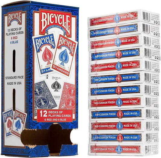 Bicycle Standard Rider Back Playing Cards, Poker Size, 12 Pack, Classic Decks of Cards for Poker, Blackjack, Casino Games & Family Game Night