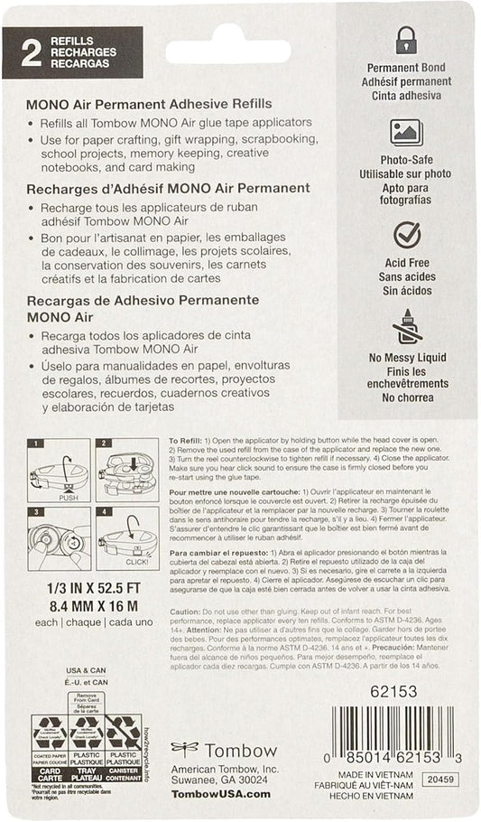 Tombow Mono Air Touch Adhesive, Refill 2-Pack
