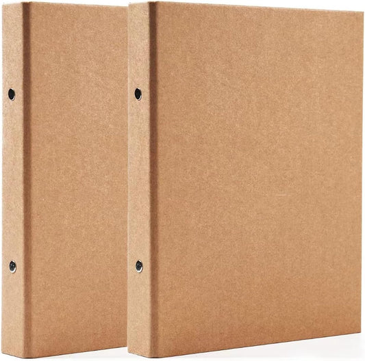 A5 Binder 6 Ring, A5 Binder, 2pcs Kraft Paper 6 Round Ring Binder Cover Protector for Journal Note Book Carrying Around Notes (A5-6Ring)