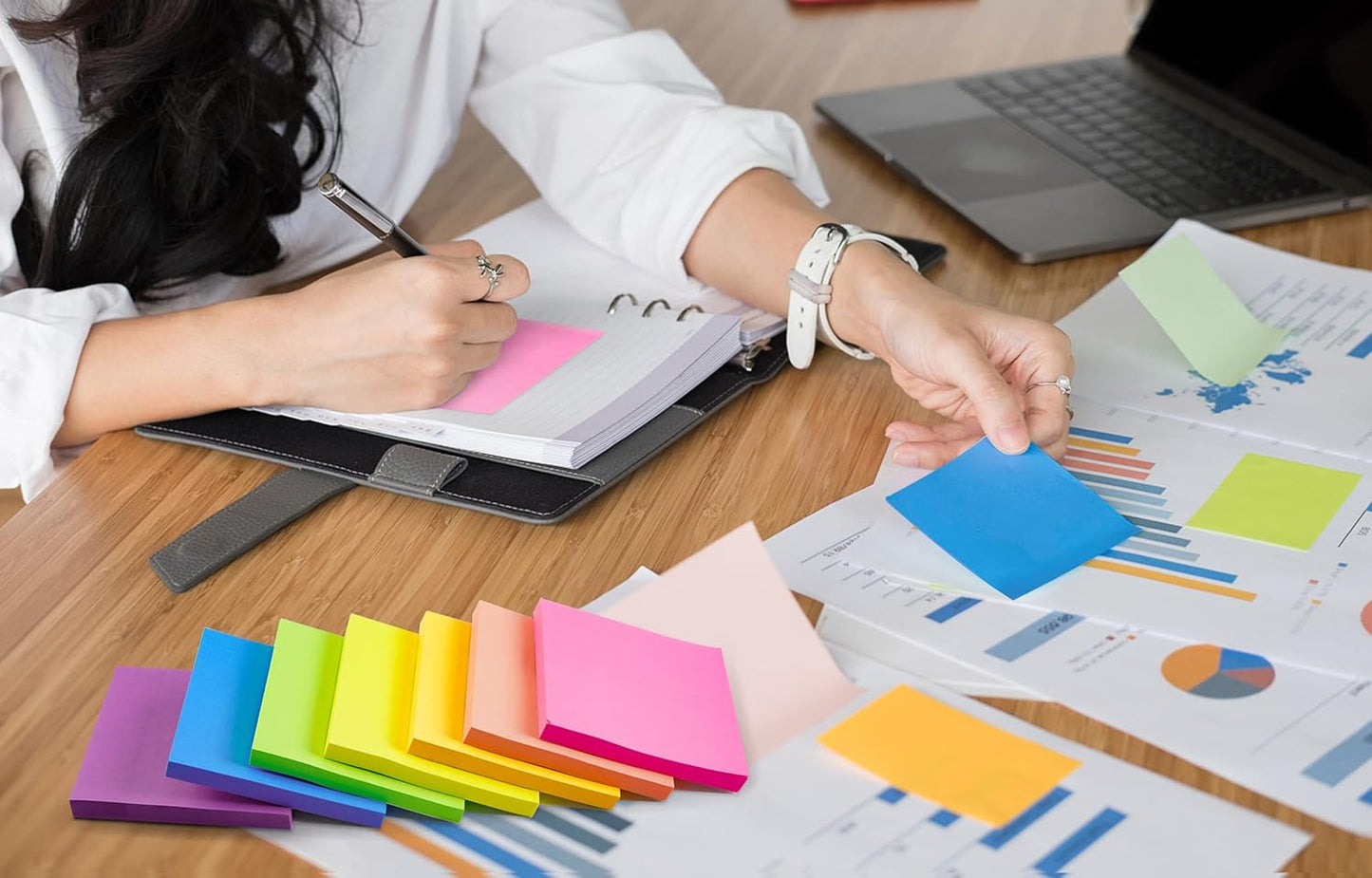 (24 Pads) Sticky Notes 1.5x2 in, 8 Colors Post Self Sticky Notes Pad Its, Bright Post Stickies Colorful Sticky Notes for Office, Home, School, Meeting, 75 Sheets/pad